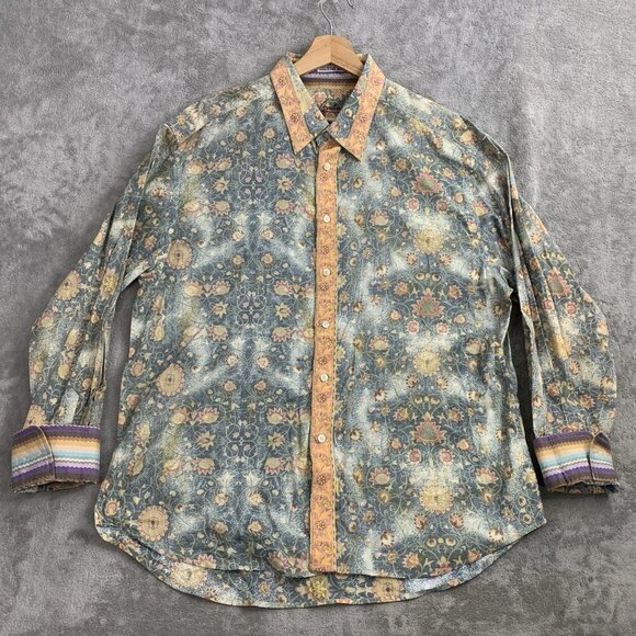 Robert Graham Shirt Men 2XL Button Up Long Sleeves Flip Cuff Abstract Flamboyant - Picture 1 of 11